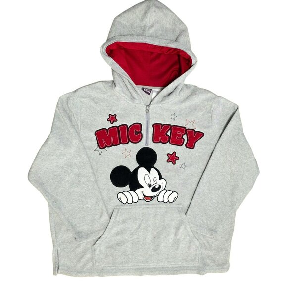 Disney Mickey Mouse Winking Hoodie Sweatshirt Gray Fleece Sweater Womens Plus 4X - Picture 1 of 13